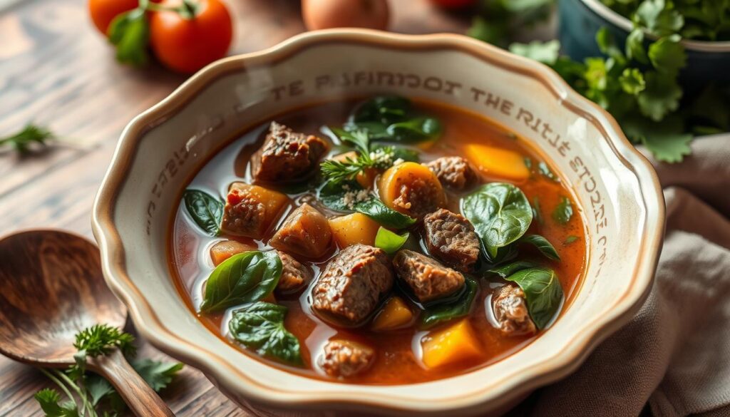 Beef and Barley Soup: High-protein soups